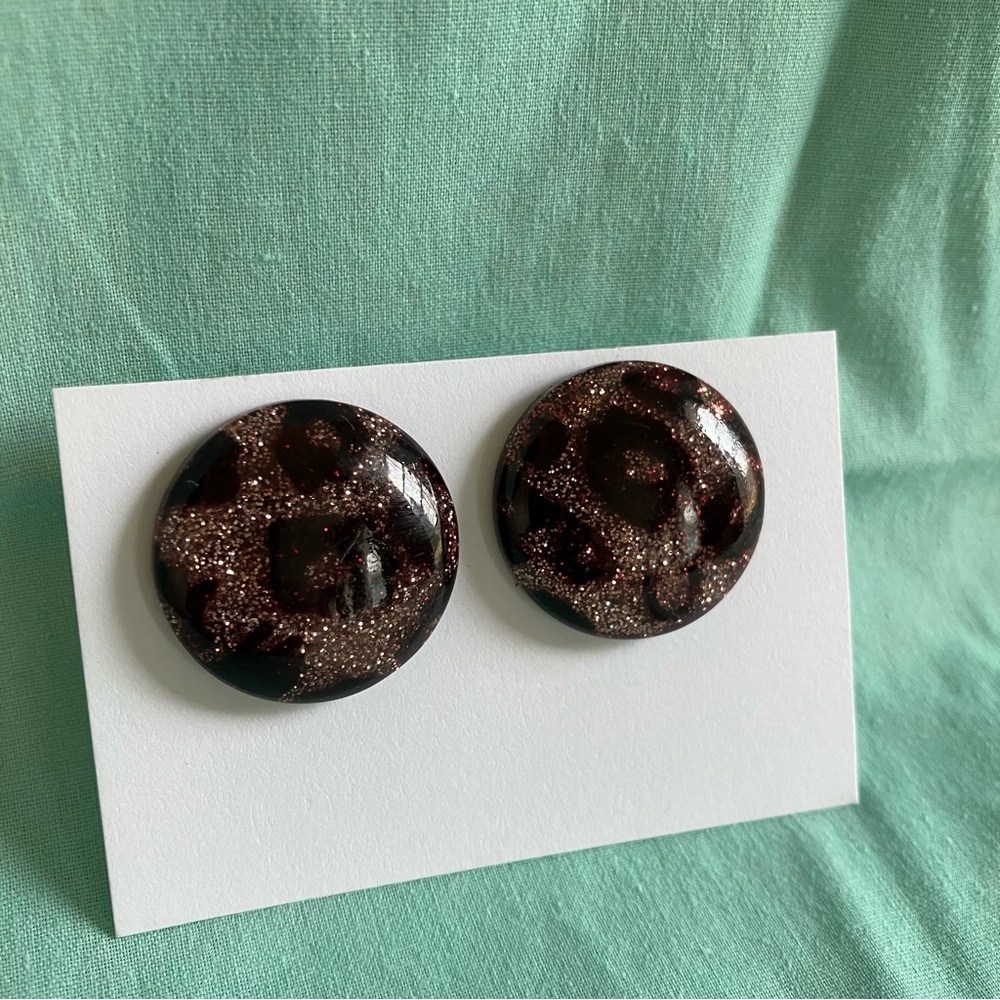 Leopard Glitter Earrings